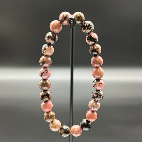 Rhodonite Gemstone Bracelet Handmade - Picture 3 of 5